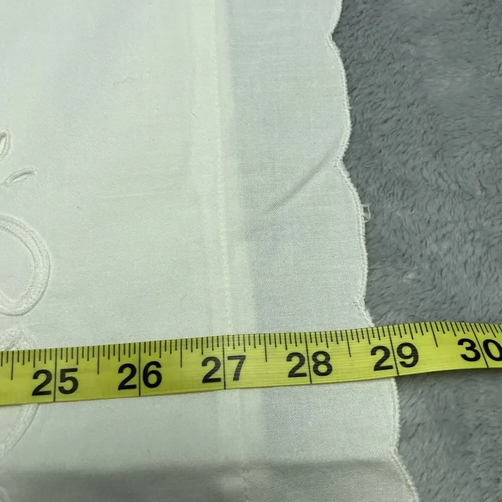 Sunham‎ Embroidered Pillow Sham (1) Standard Size White Scalloped Edge Victorian